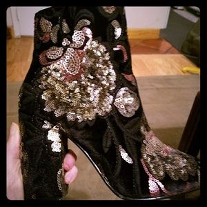 Black Sequin Suede Aldo Boots